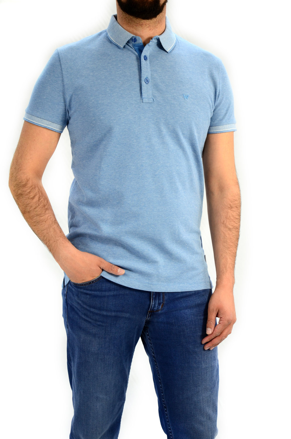 CAMISERO WRANGLER REFINED POLO RIVEIRA BLUE