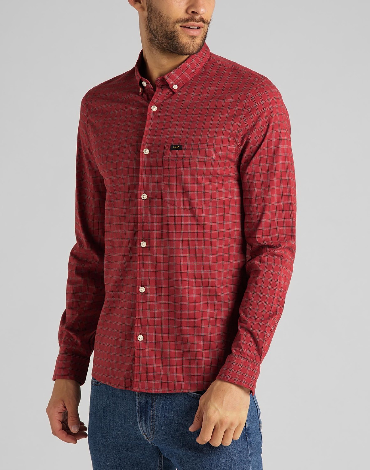 CAMISA LEE SLIM BUTTON DOWN RED OCHRE