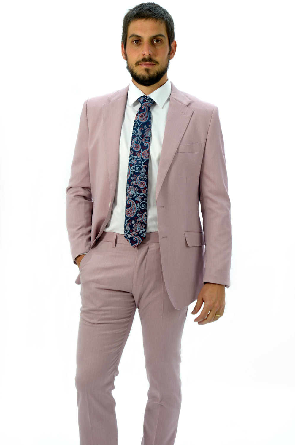 Traje slim Fit Mod 57249 Rosa