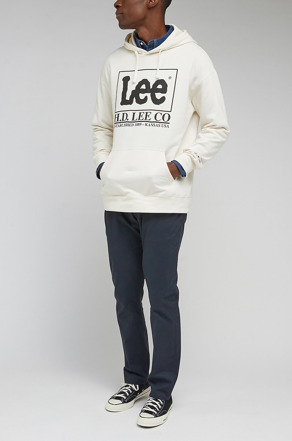 Sudadera Lee Loose Logo Hoodie Ecru