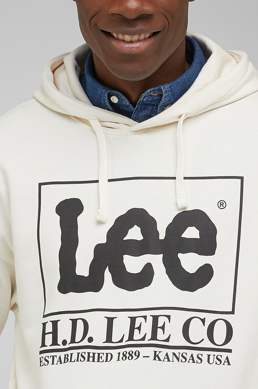 Sudadera Lee Loose Logo Hoodie Ecru