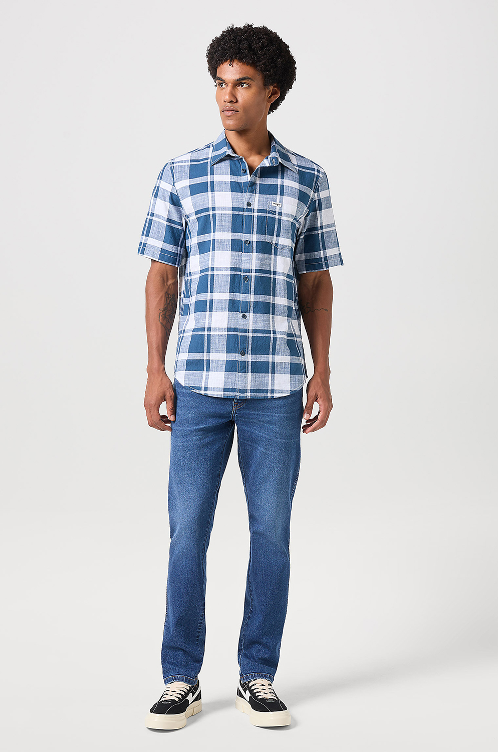 Camisa Wrangler Ss 1 Pkt Shirt Blue