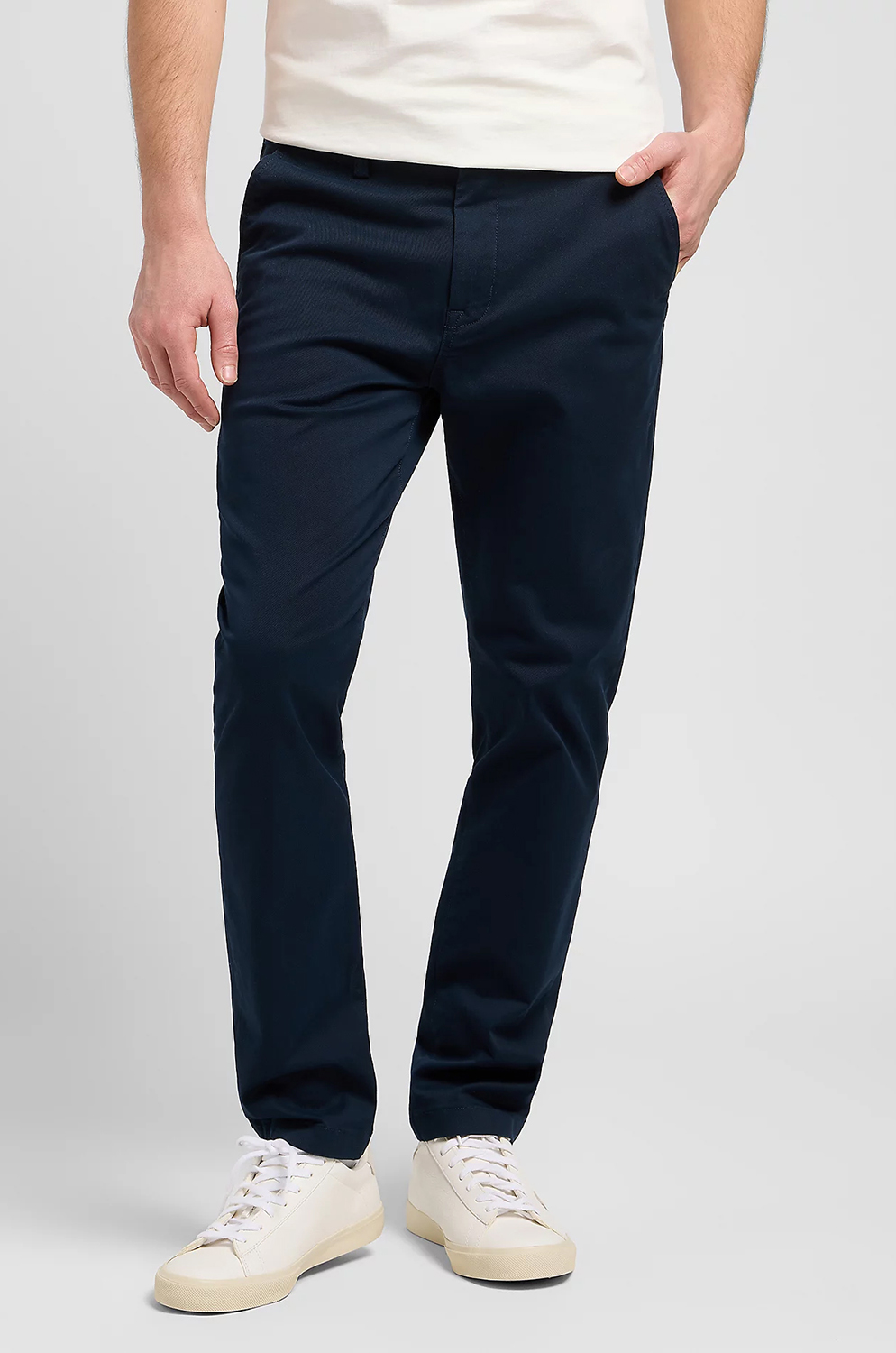 Chino Lee Slim Rivet Navy