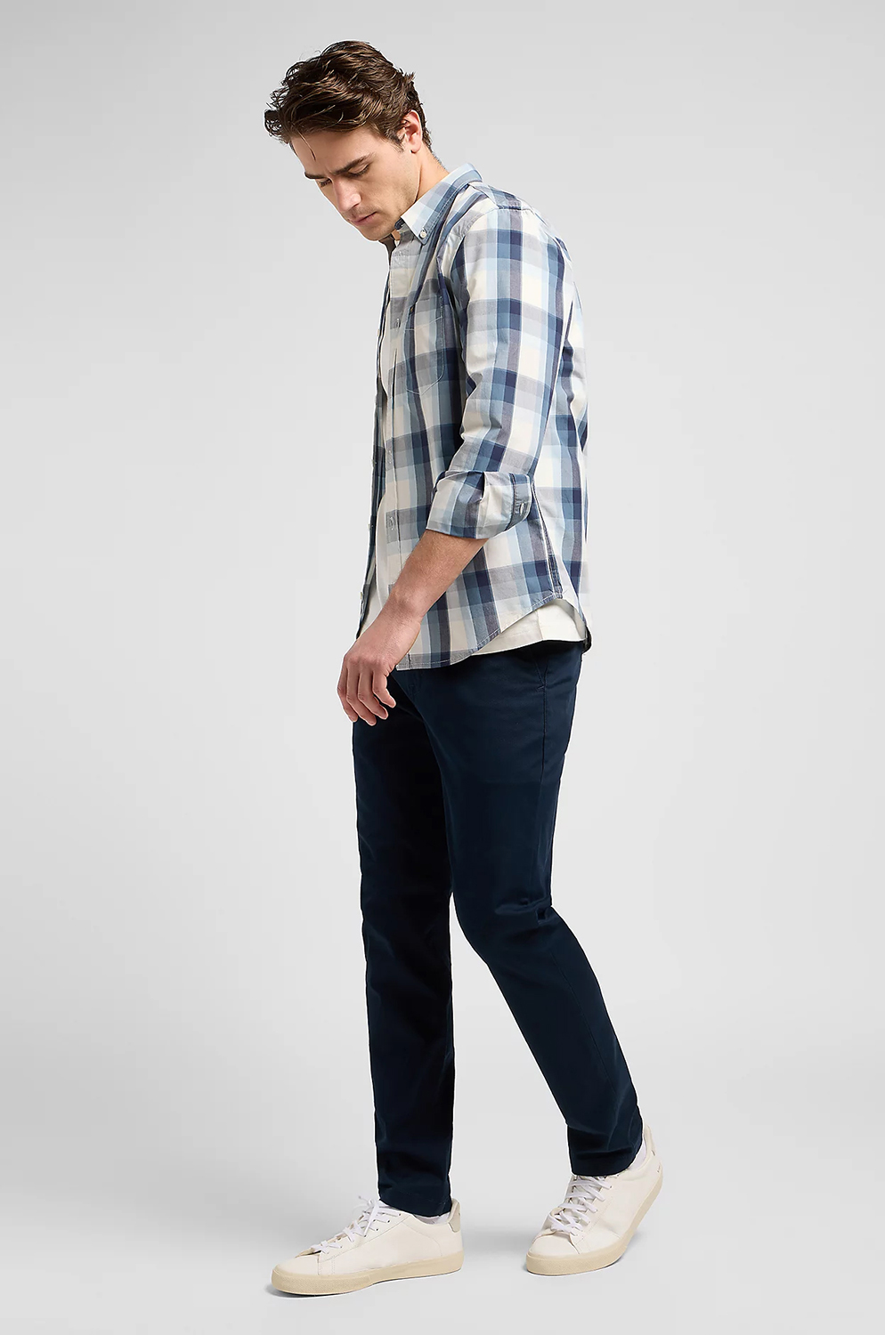 Chino Lee Slim Rivet Navy