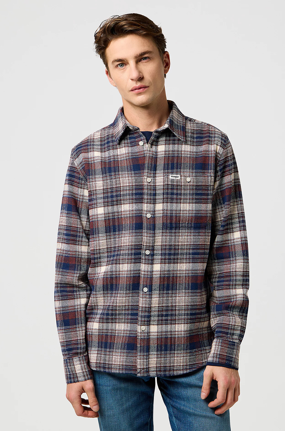 Camisa Wrangler Wrg Brushed Pkt Shirt Navy Birch