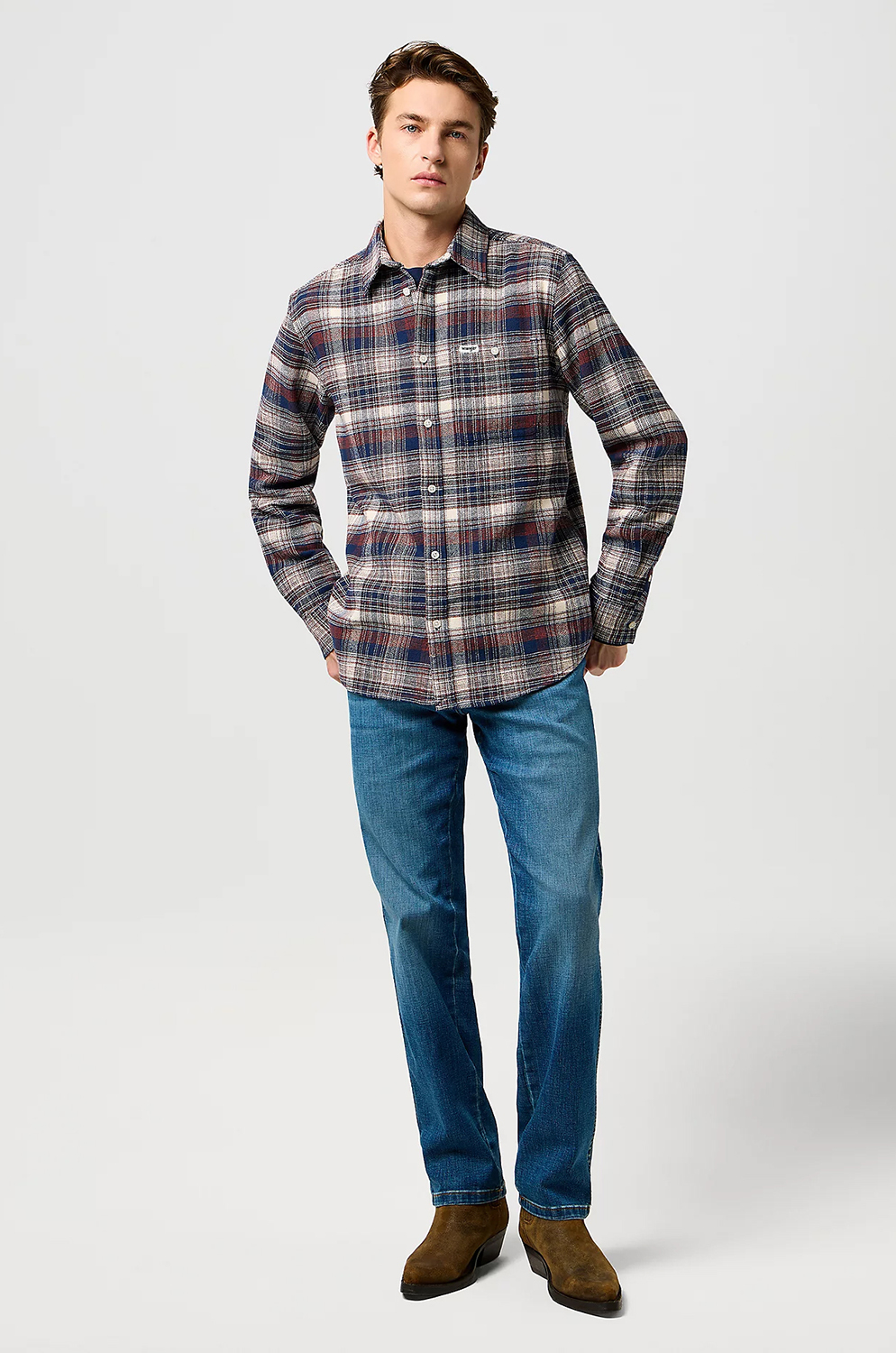 Camisa Wrangler Wrg Brushed Pkt Shirt Navy Birch