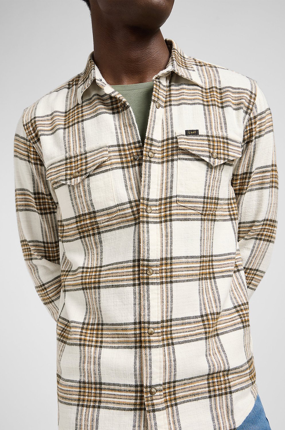 CAMISA LEE CLEAN WESTERN SHIRT ECRU OCHRE PLAID