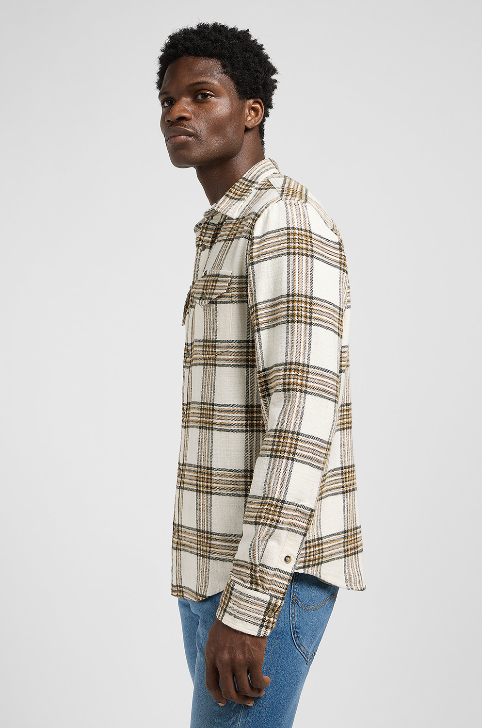 CAMISA LEE CLEAN WESTERN SHIRT ECRU OCHRE PLAID