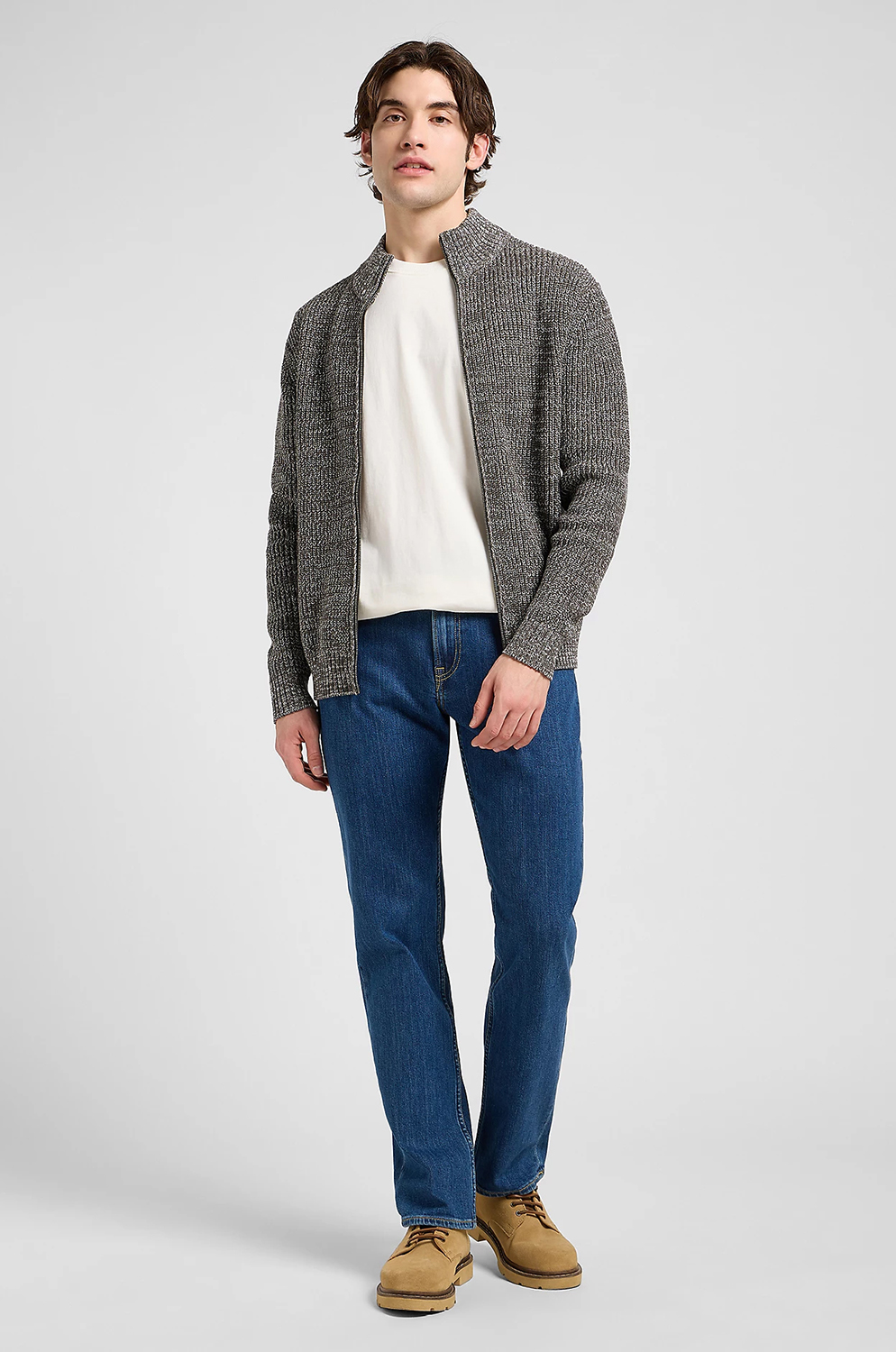 CHAQUETA LEE CARDIGAN ZIP SMOKE GRAY